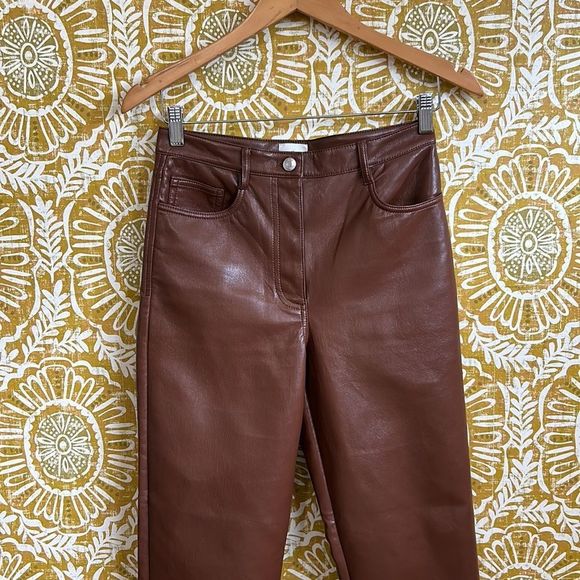 Wilfred Aritzia The Melina High Waisted Vegan Leather Pants in Cognac size 4 - Picture 7 of 12